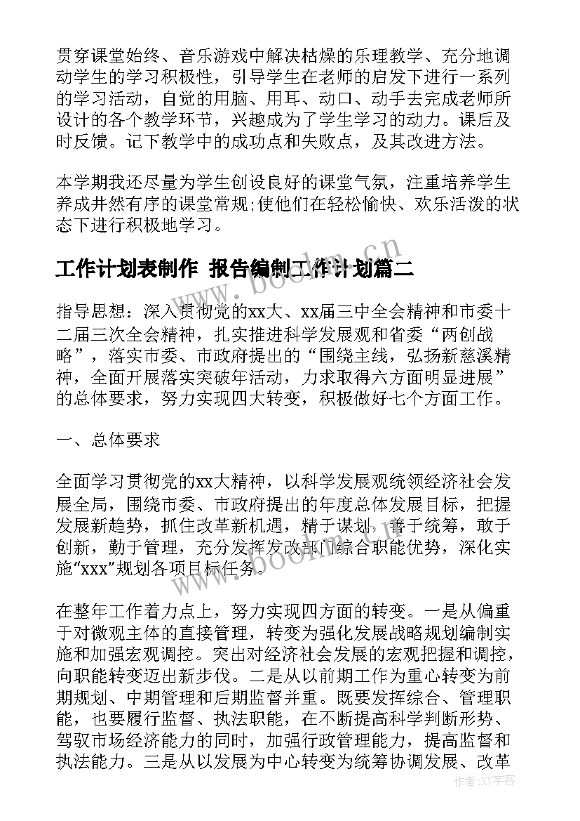 2023年工作计划表制作 报告编制工作计划(精选7篇)