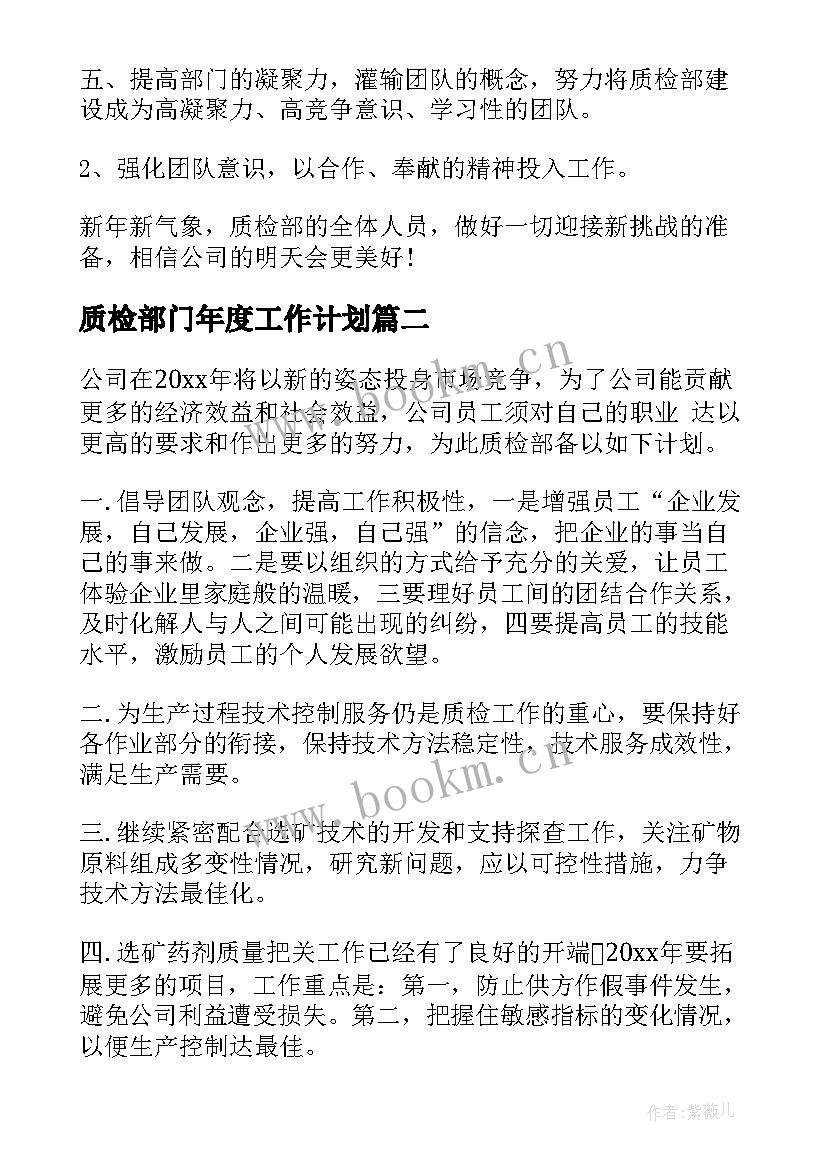 2023年质检部门年度工作计划(通用6篇)