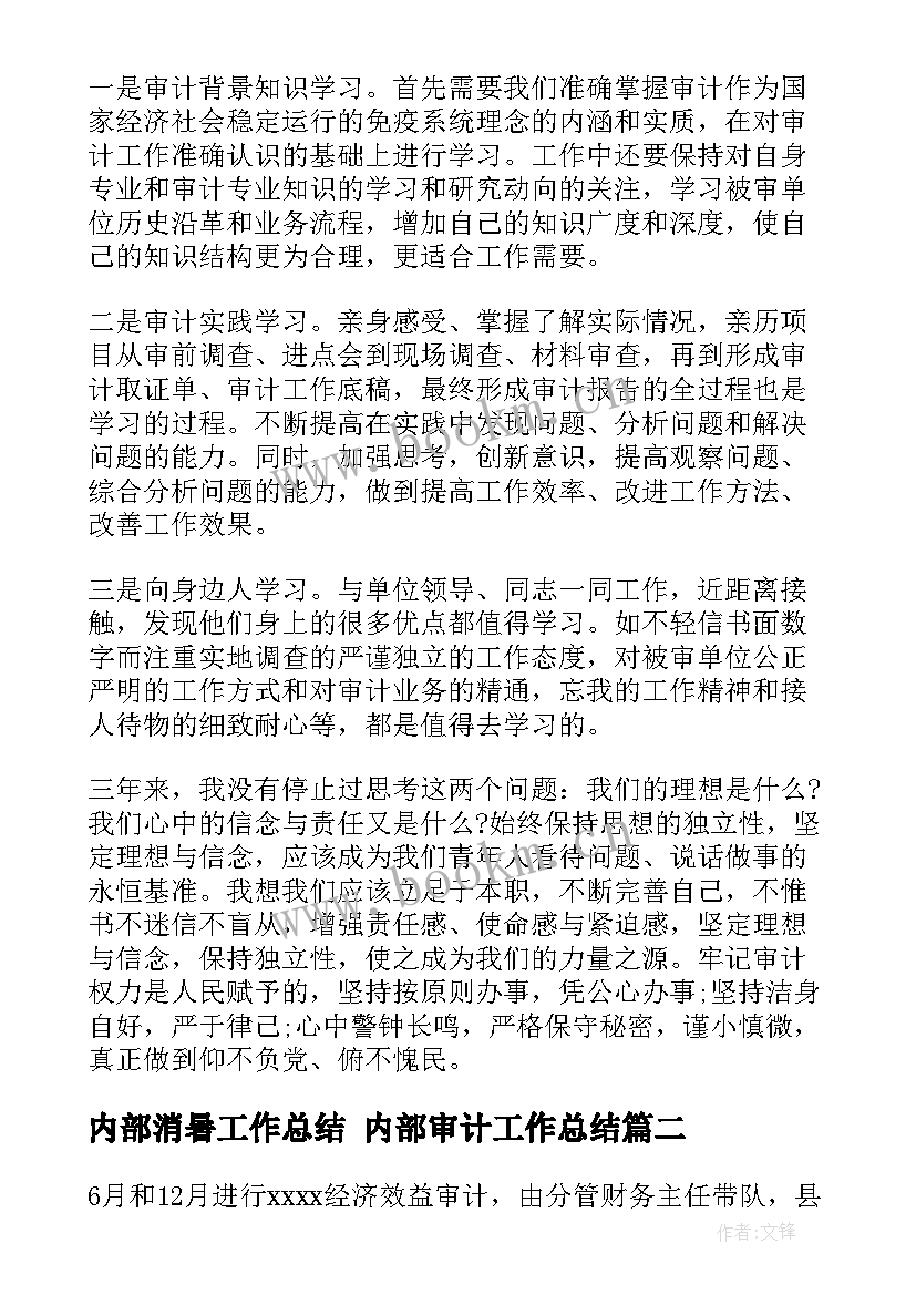 最新内部消暑工作总结 内部审计工作总结(精选5篇)