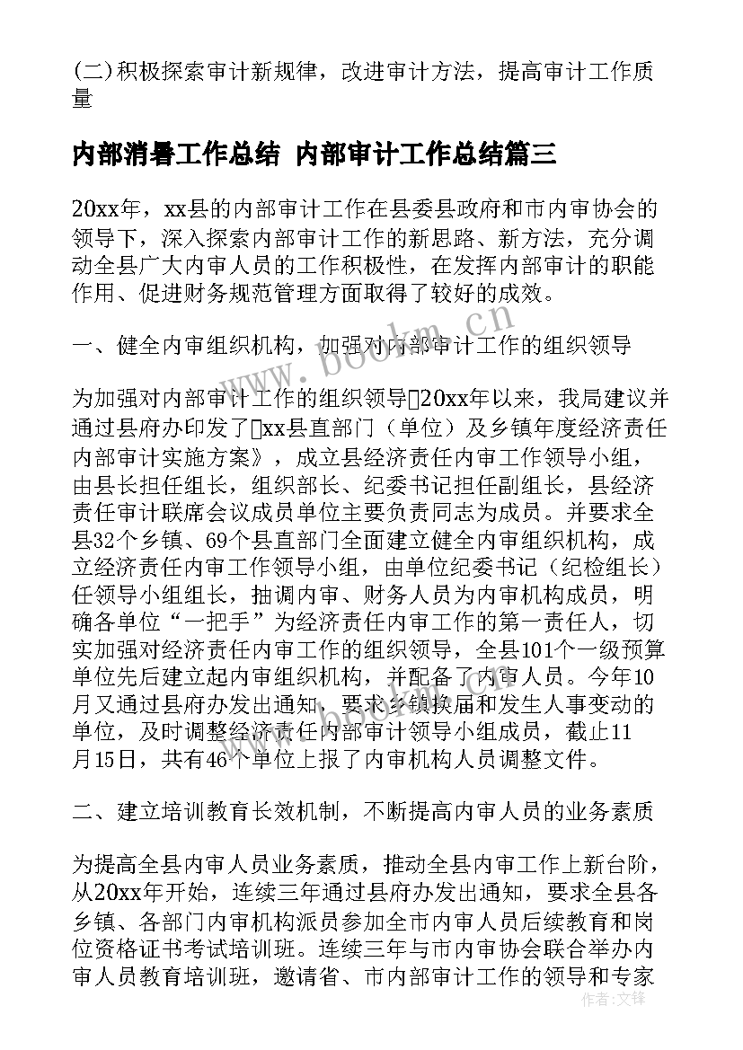 最新内部消暑工作总结 内部审计工作总结(精选5篇)