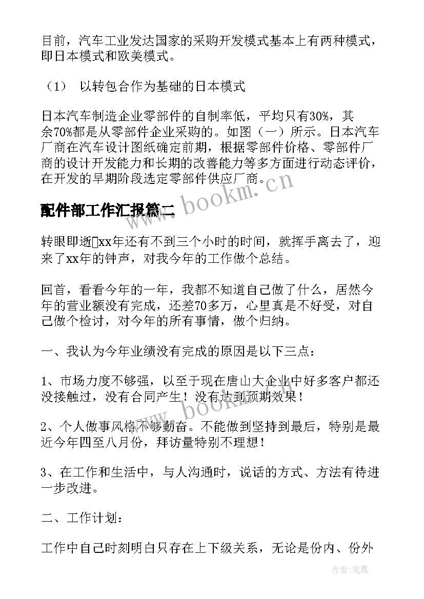 最新配件部工作汇报(模板6篇)