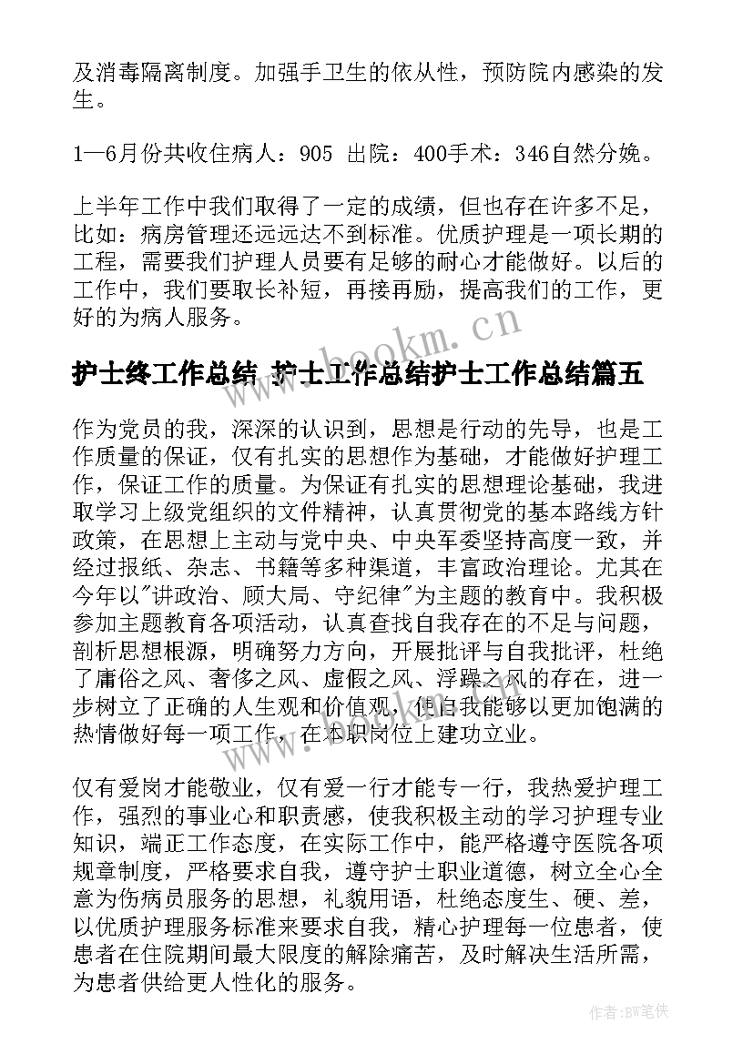 2023年护士终工作总结 护士工作总结护士工作总结(实用7篇)