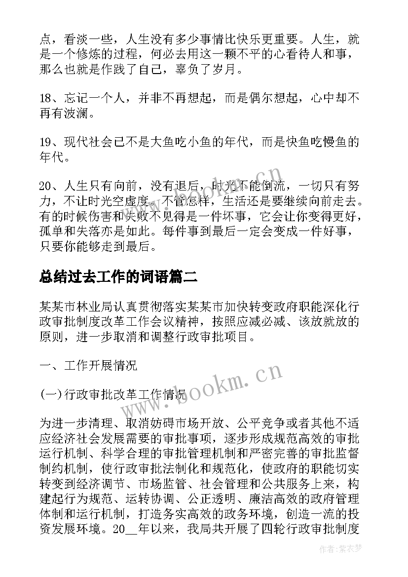 最新总结过去工作的词语(实用7篇)