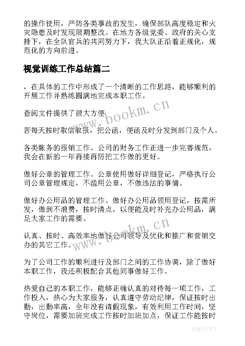 2023年视觉训练工作总结(通用5篇)