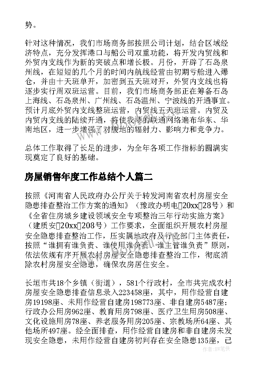 房屋销售年度工作总结个人(汇总5篇)