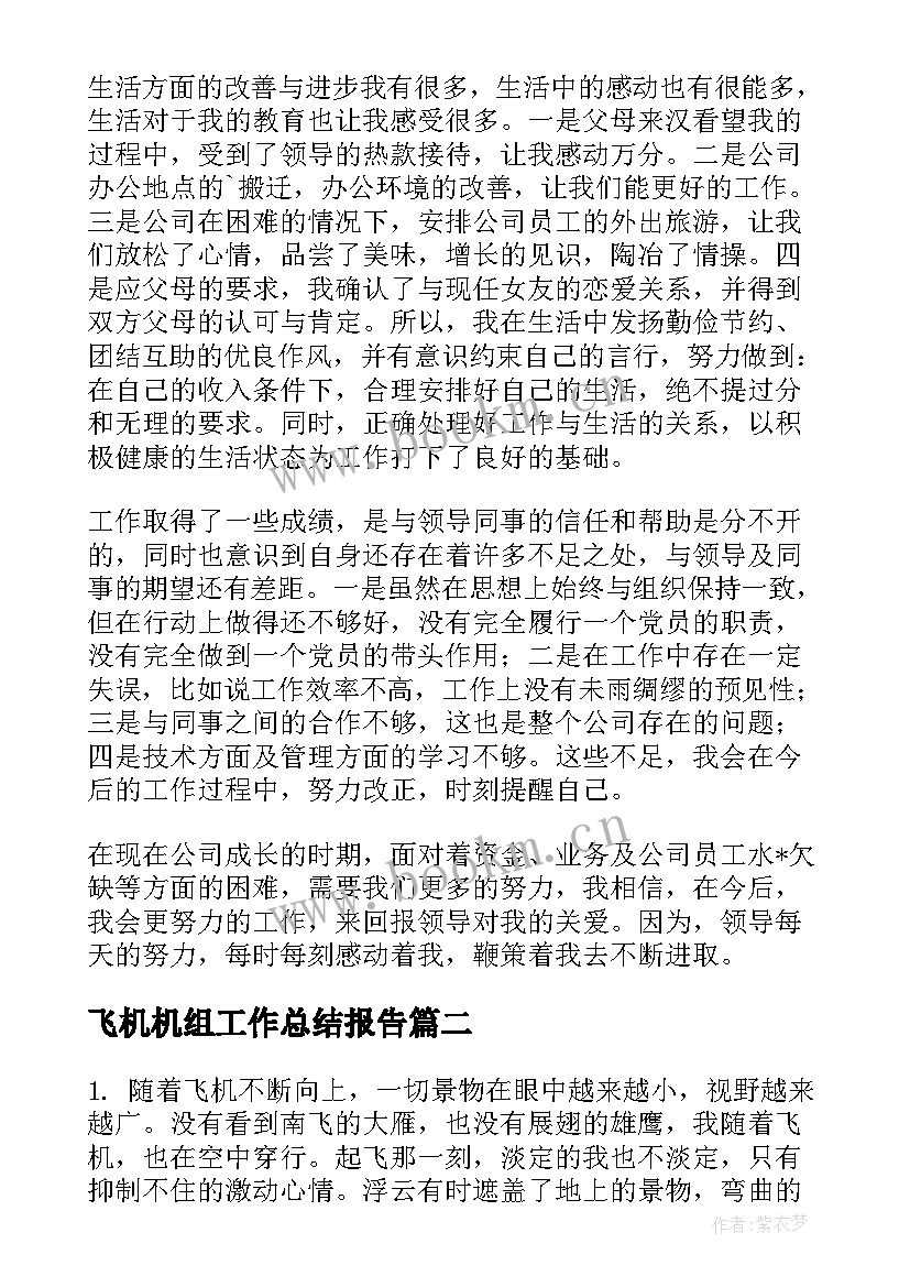 最新飞机机组工作总结报告(汇总5篇)