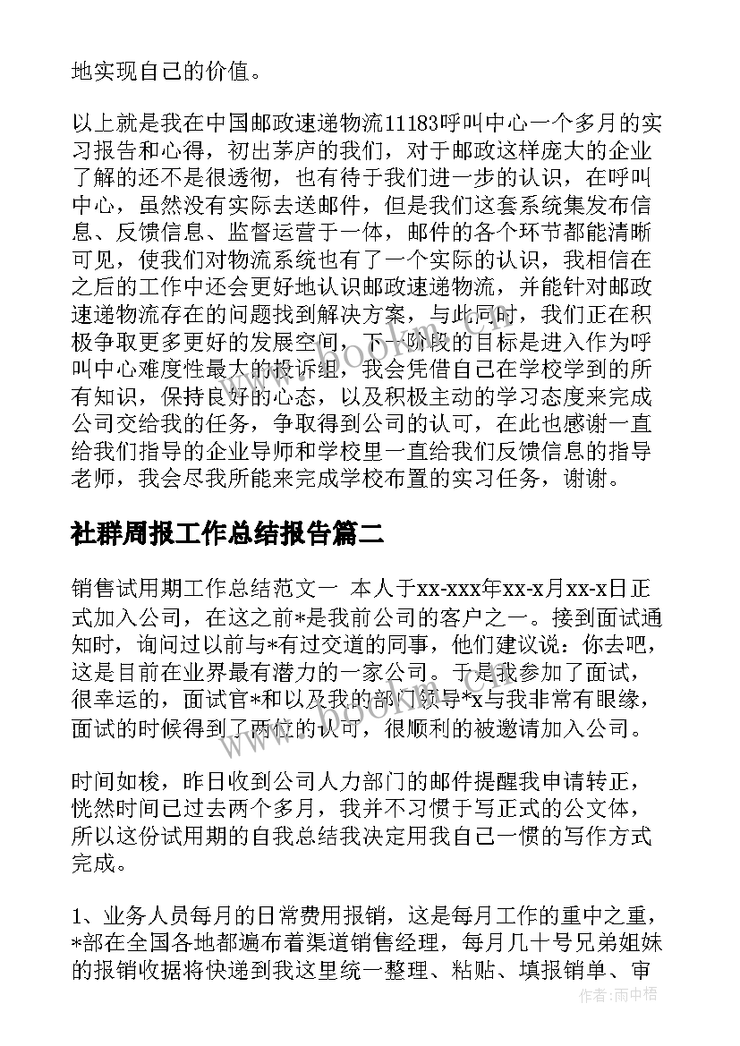 最新社群周报工作总结报告(模板7篇)