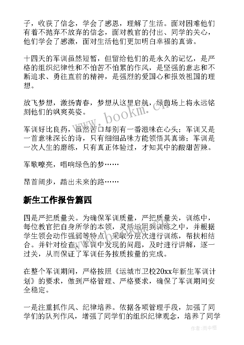 新生工作报告(模板8篇)