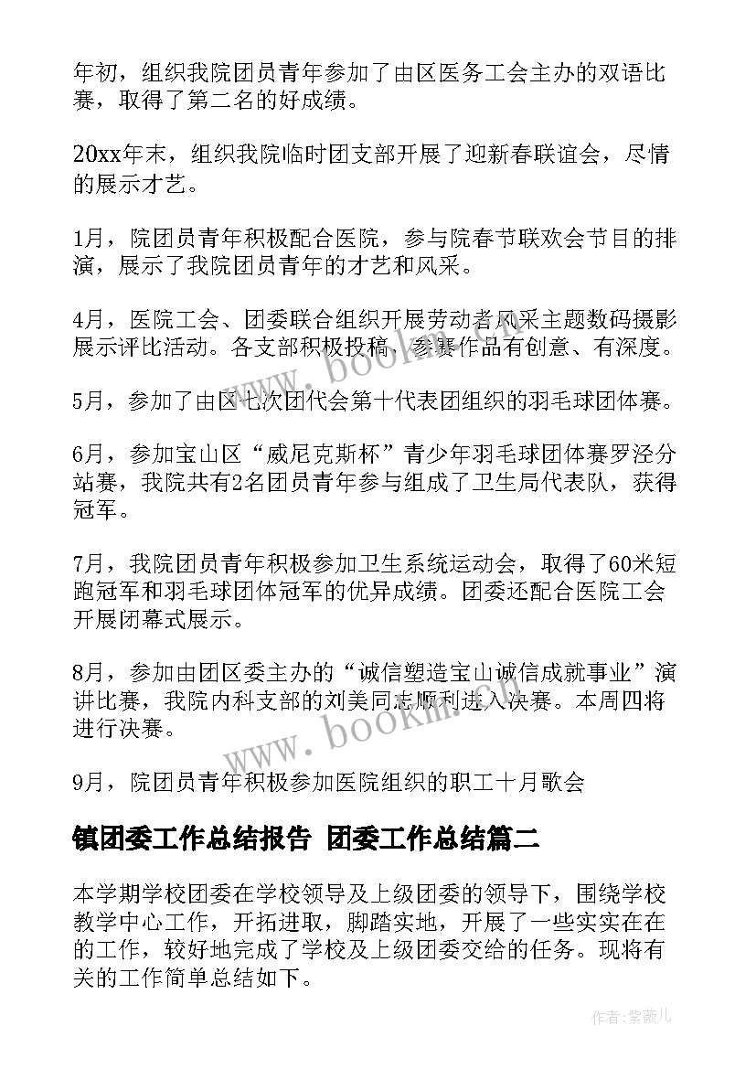 镇团委工作总结报告 团委工作总结(大全7篇)