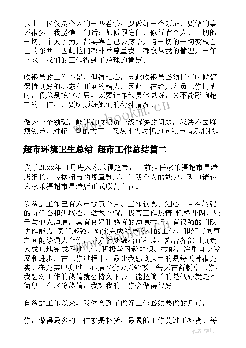 超市环境卫生总结 超市工作总结(精选5篇)