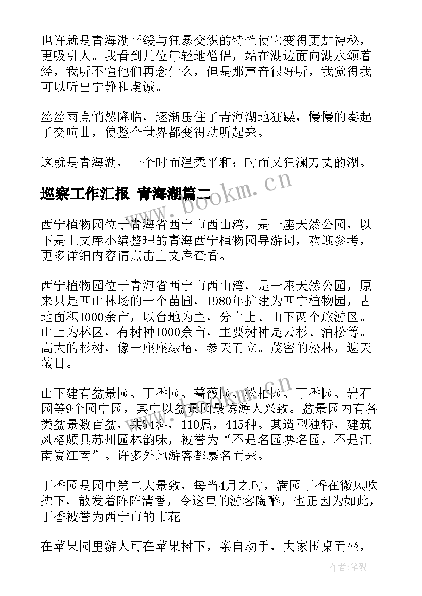 2023年巡察工作汇报 青海湖(实用9篇)