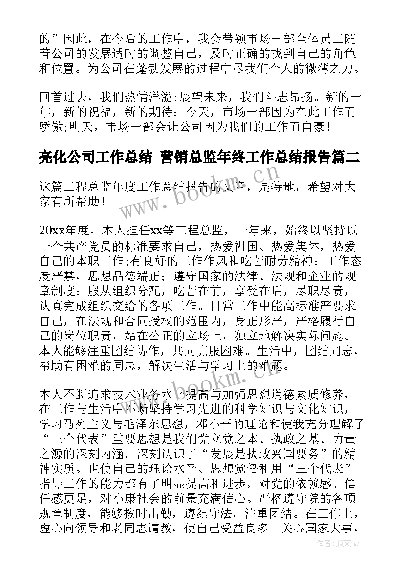 最新亮化公司工作总结 营销总监年终工作总结报告(实用5篇)