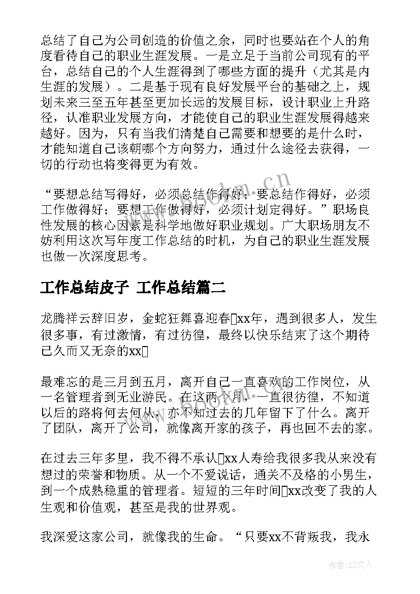 2023年工作总结皮子 工作总结(汇总5篇)