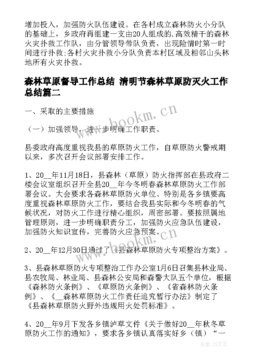 最新森林草原督导工作总结 清明节森林草原防灭火工作总结(通用5篇)