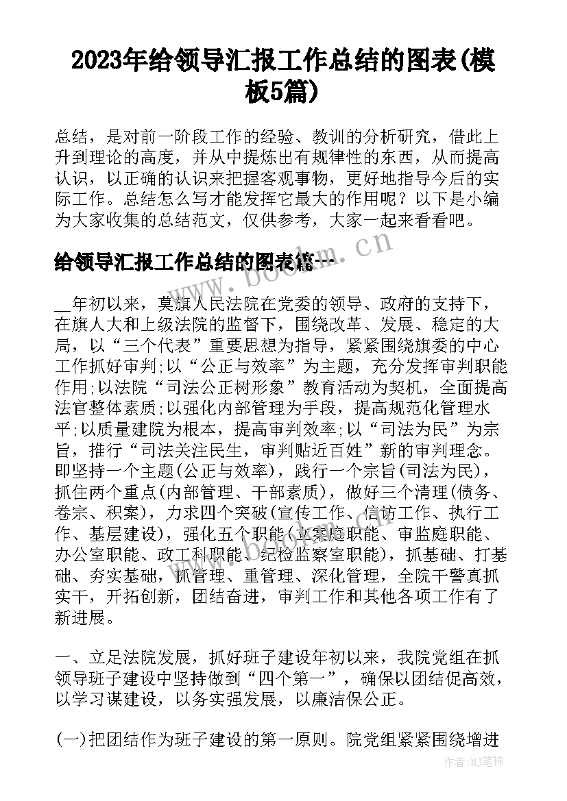 2023年给领导汇报工作总结的图表(模板5篇)