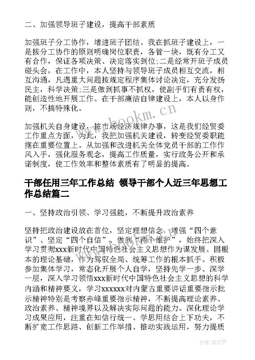 2023年干部任用三年工作总结 领导干部个人近三年思想工作总结(汇总5篇)