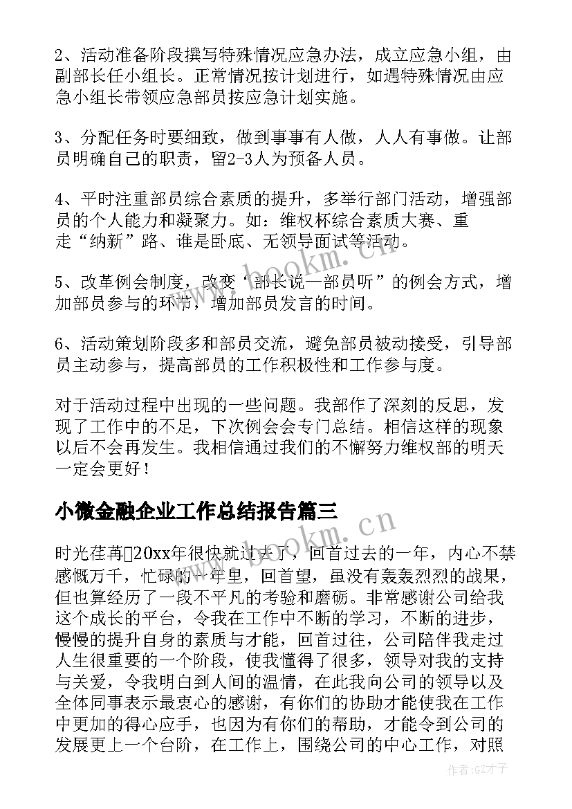 2023年小微金融企业工作总结报告(实用8篇)