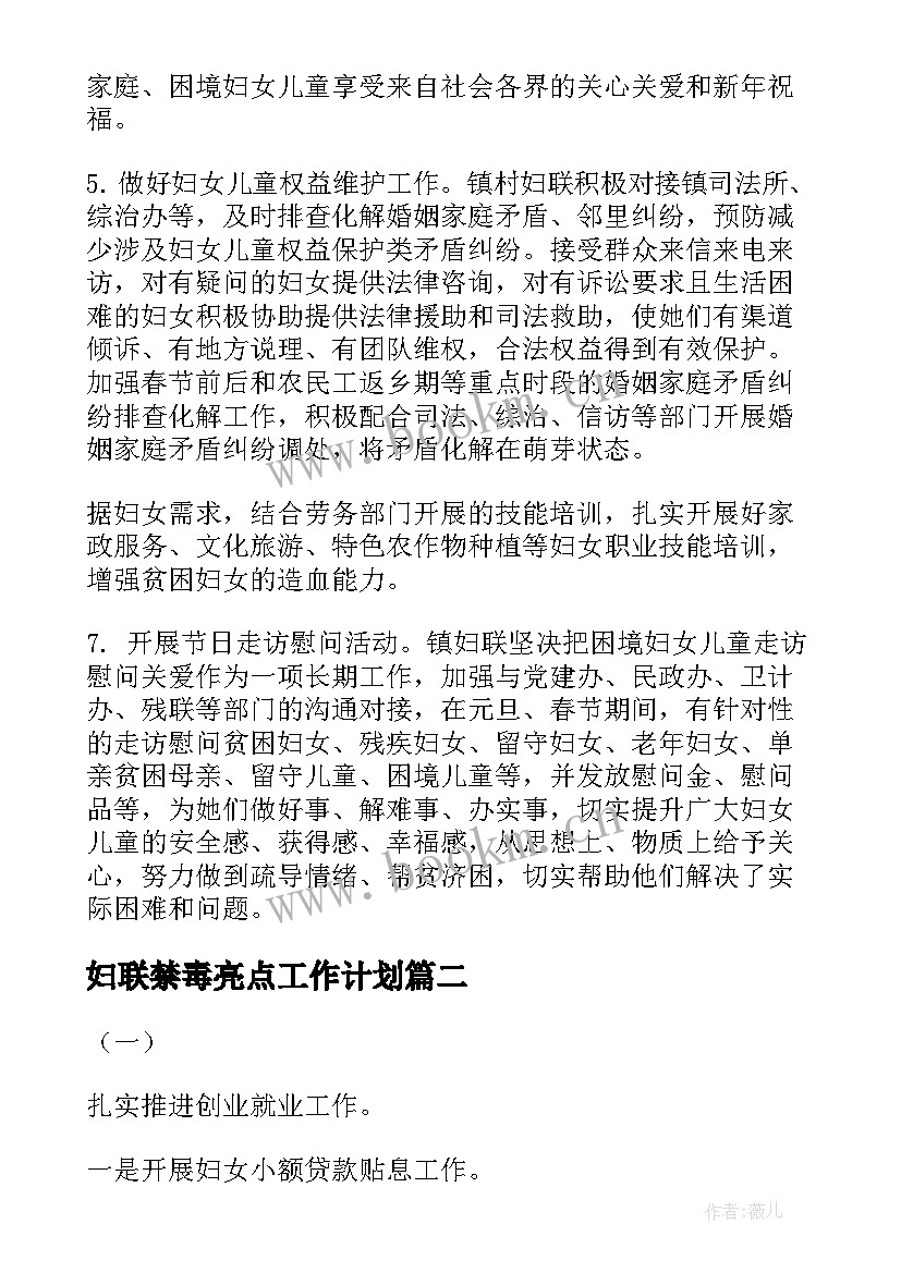 2023年妇联禁毒亮点工作计划(通用5篇)