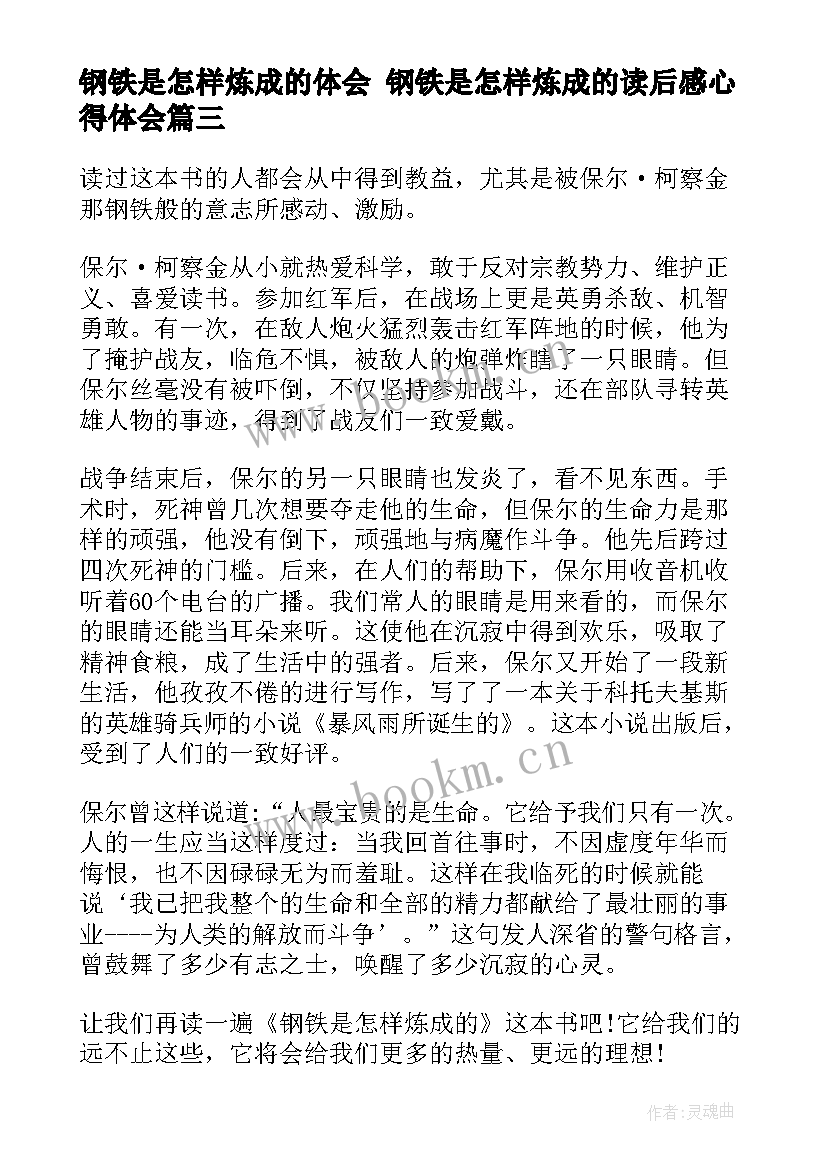 最新钢铁是怎样炼成的体会 钢铁是怎样炼成的读后感心得体会(精选8篇)