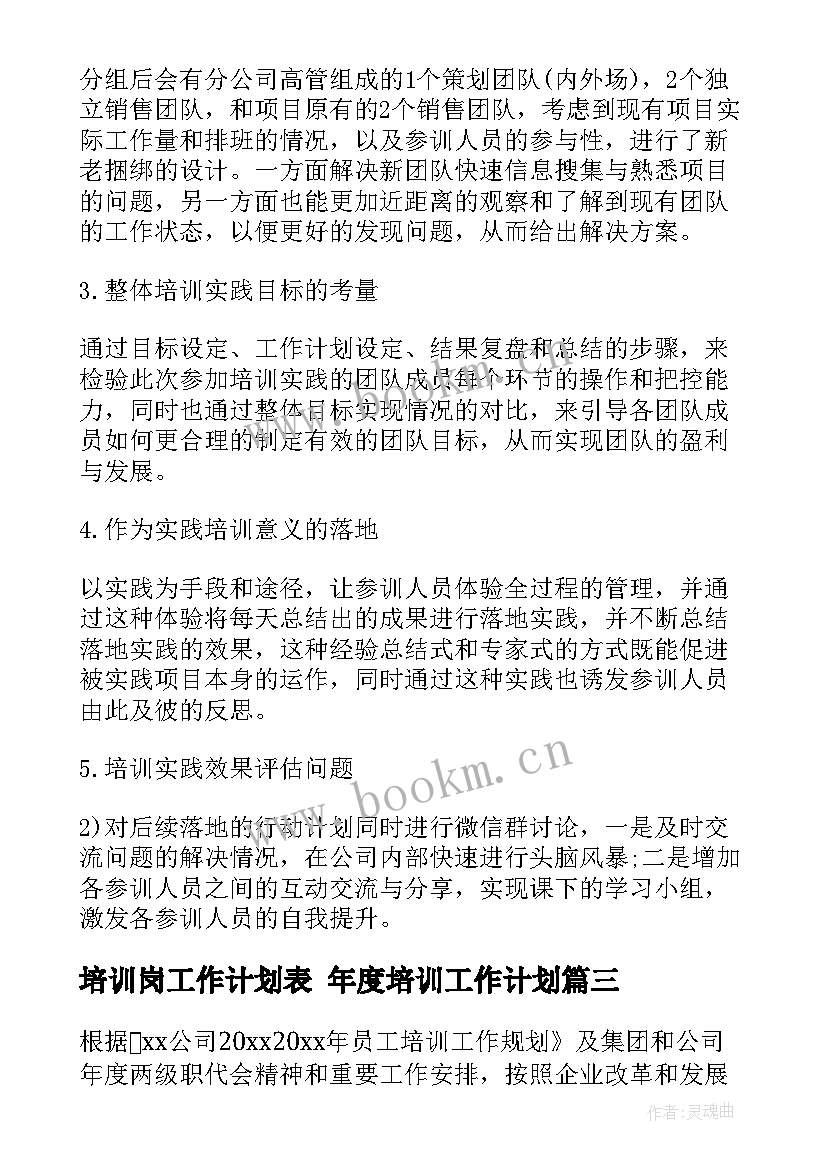 2023年培训岗工作计划表 年度培训工作计划(汇总5篇)