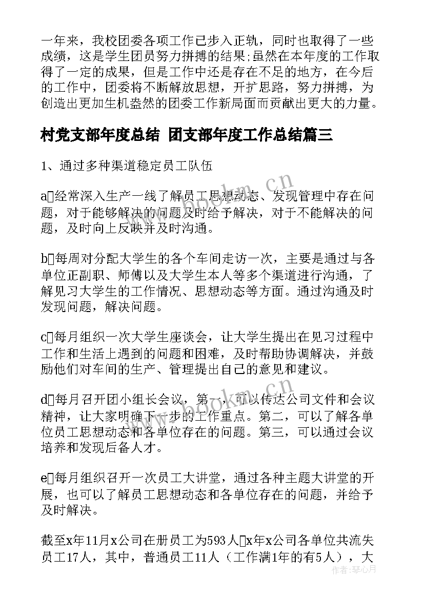 2023年村党支部年度总结 团支部年度工作总结(汇总8篇)