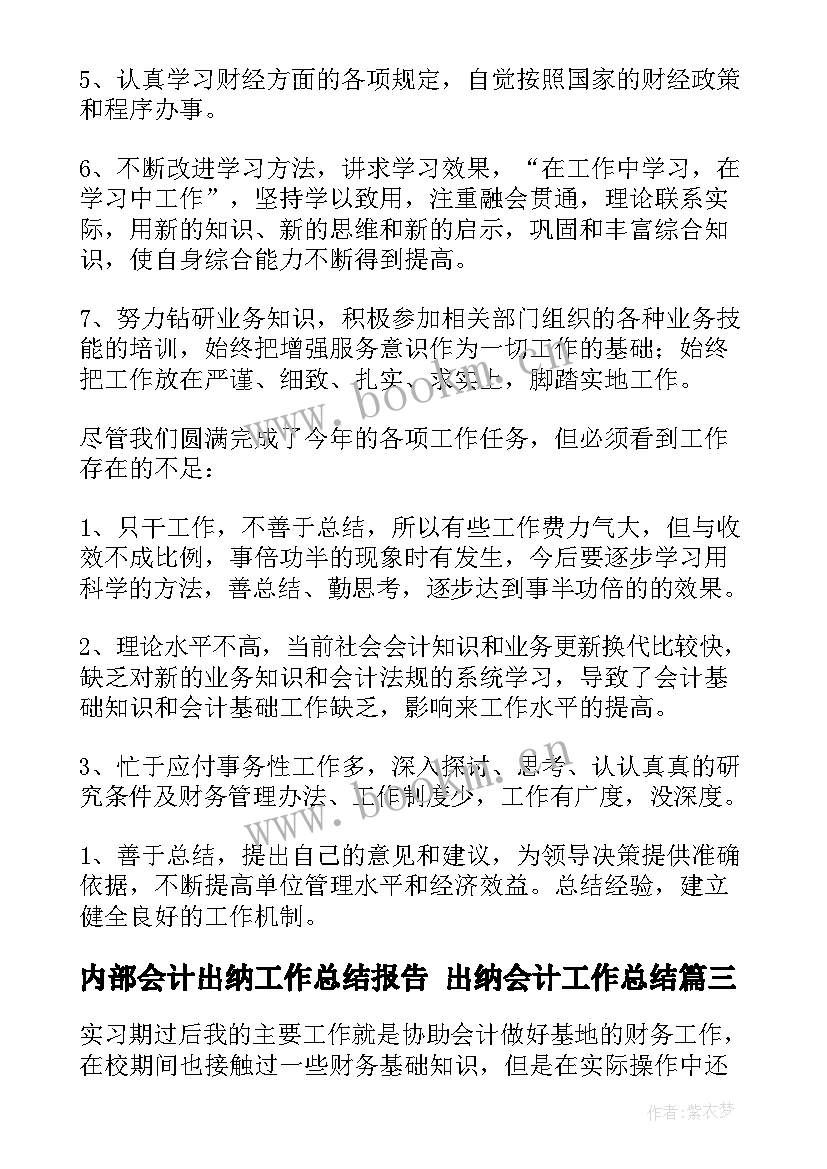 2023年内部会计出纳工作总结报告 出纳会计工作总结(汇总9篇)