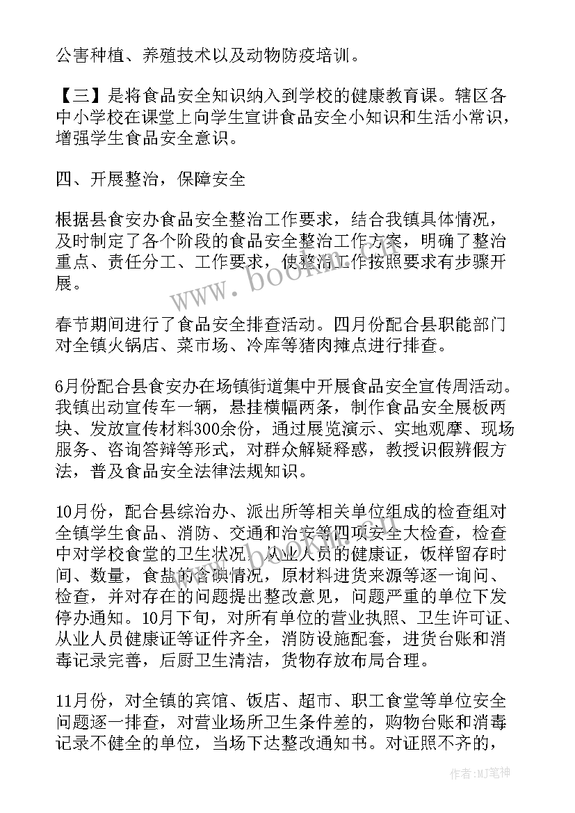 乡镇食品安全工作总结及下半年工作计划(实用7篇)