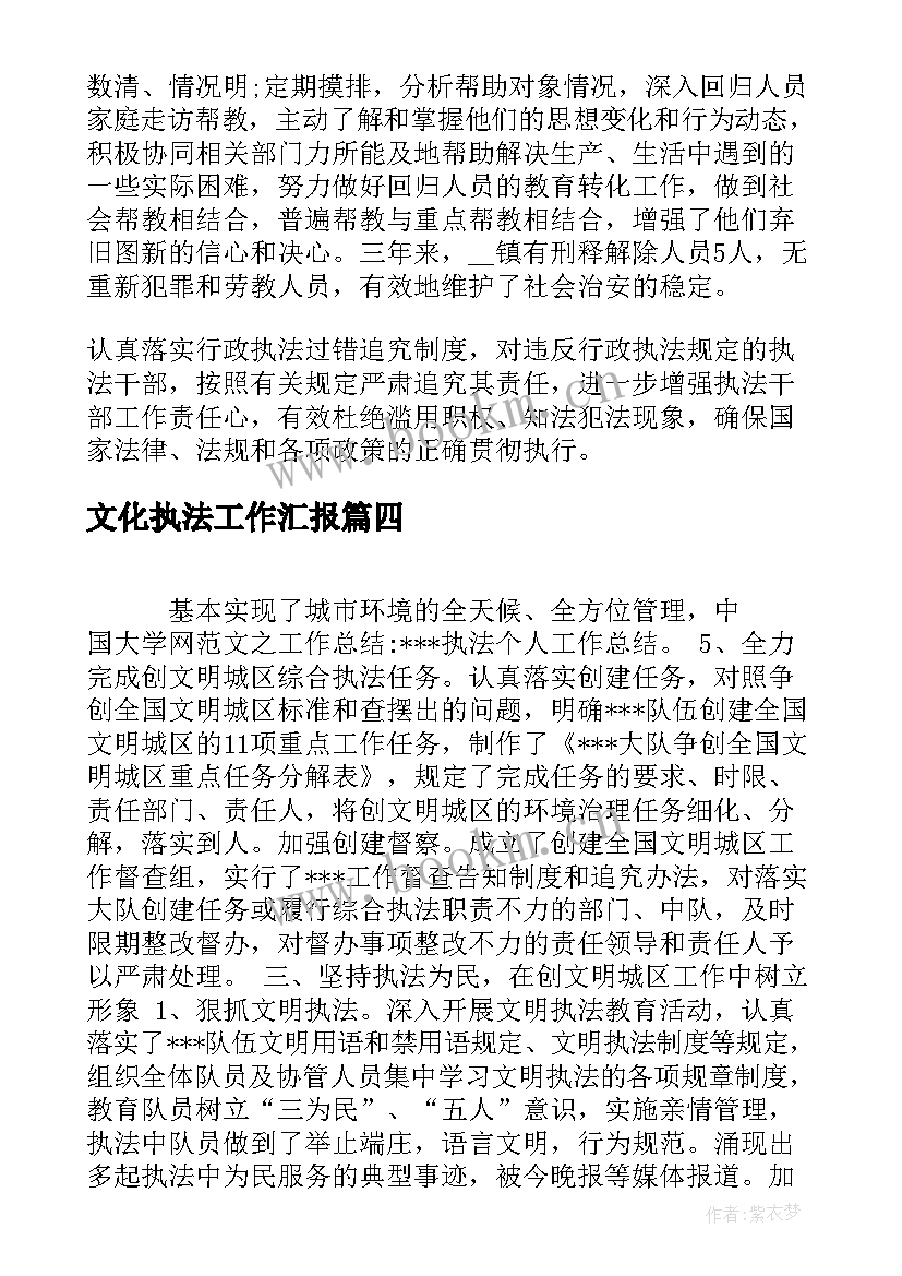 2023年文化执法工作汇报(实用10篇)