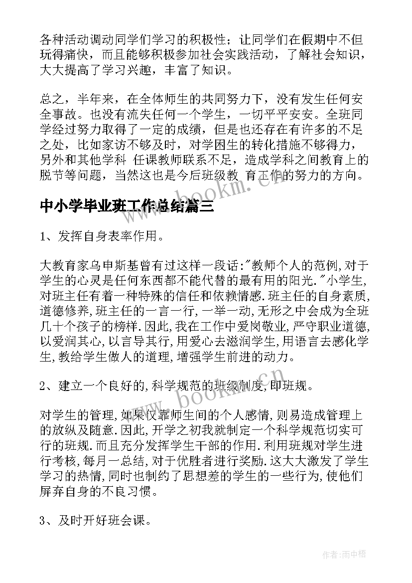 2023年中小学毕业班工作总结(大全9篇)