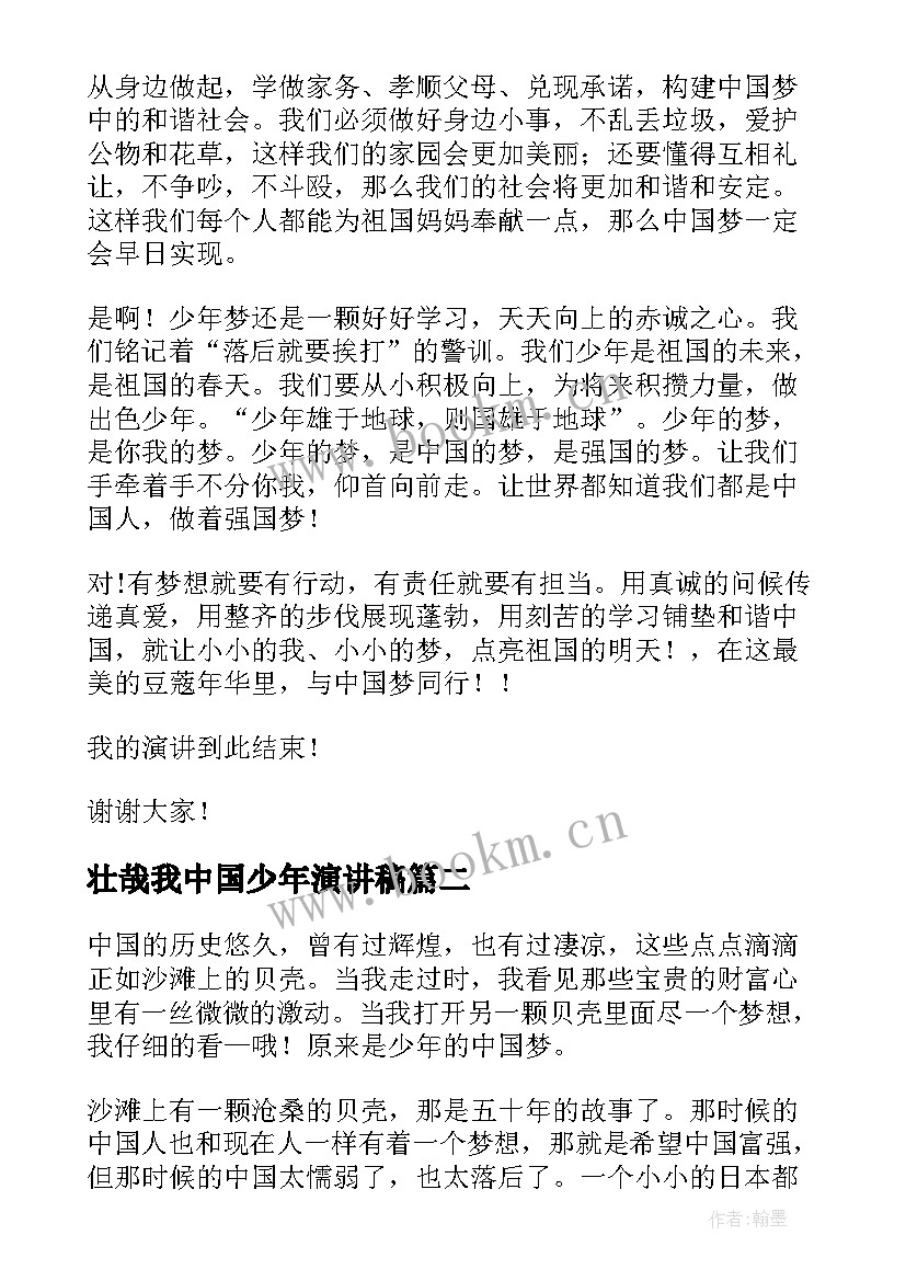 壮哉我中国少年演讲稿(大全5篇)