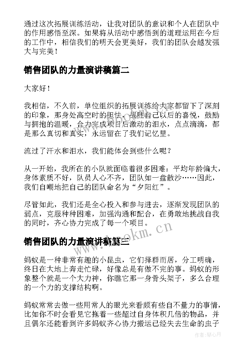 最新销售团队的力量演讲稿(汇总6篇)