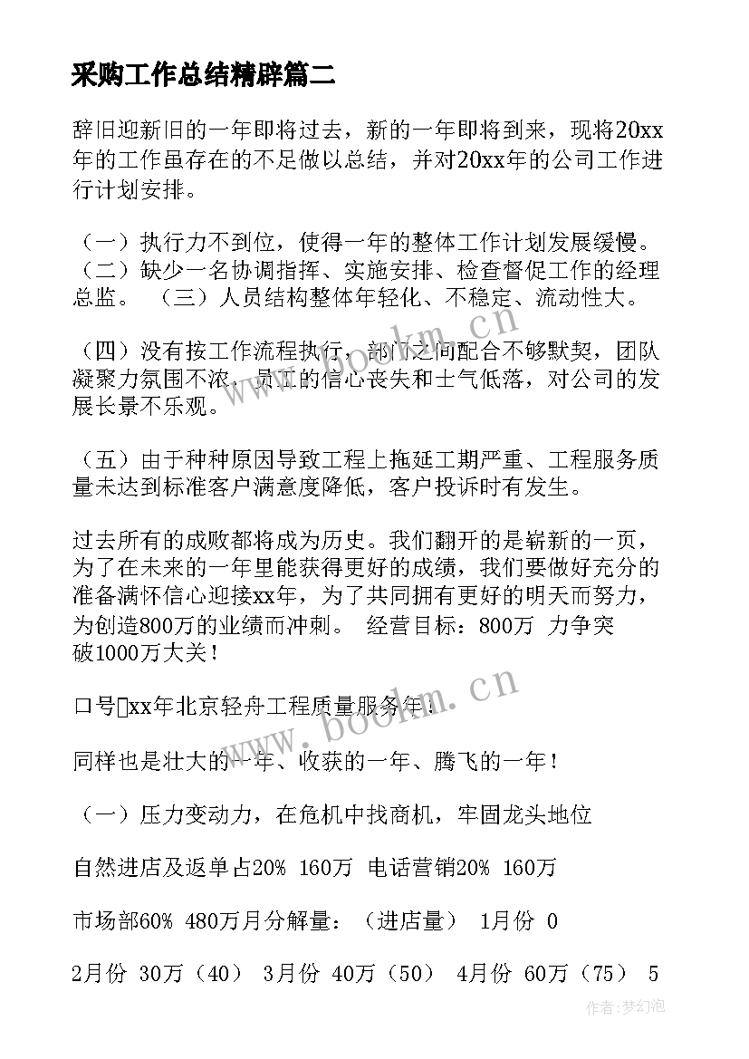 最新采购工作总结精辟(通用6篇)