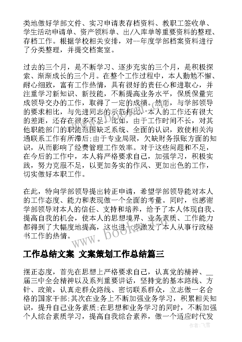 工作总结文案 文案策划工作总结(优质9篇)