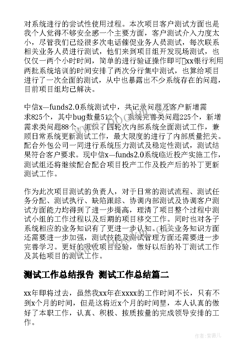 测试工作总结报告 测试工作总结(大全5篇)