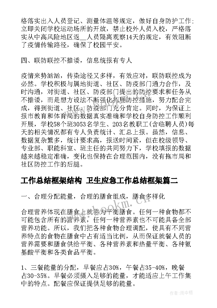 最新工作总结框架结构 卫生应急工作总结框架(模板5篇)