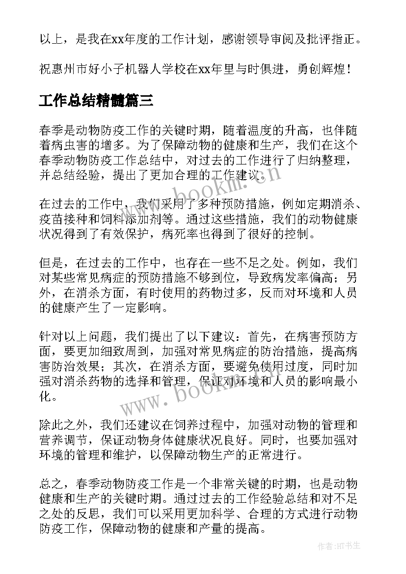 最新工作总结精髓(模板6篇)