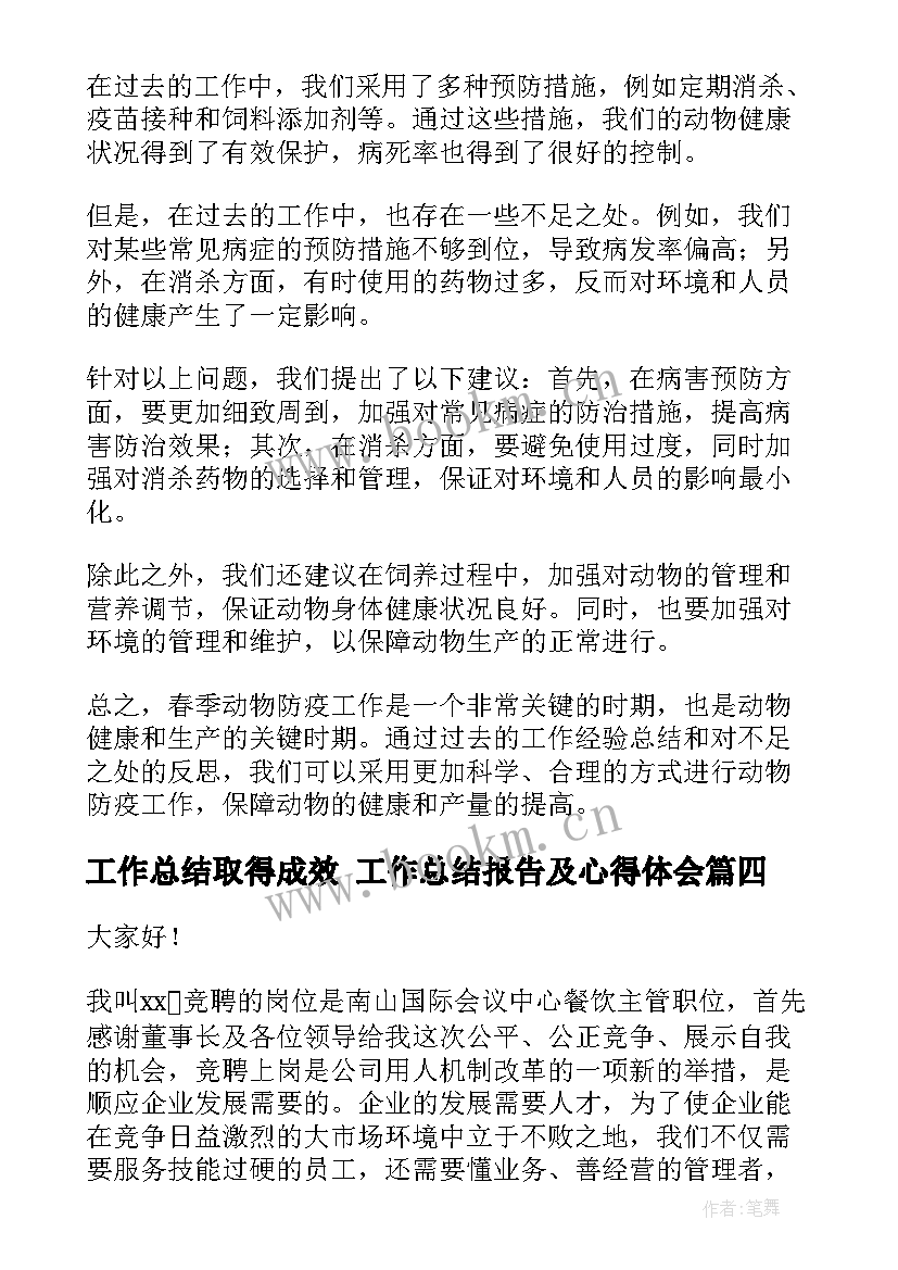 2023年工作总结取得成效 工作总结报告及心得体会(优秀8篇)