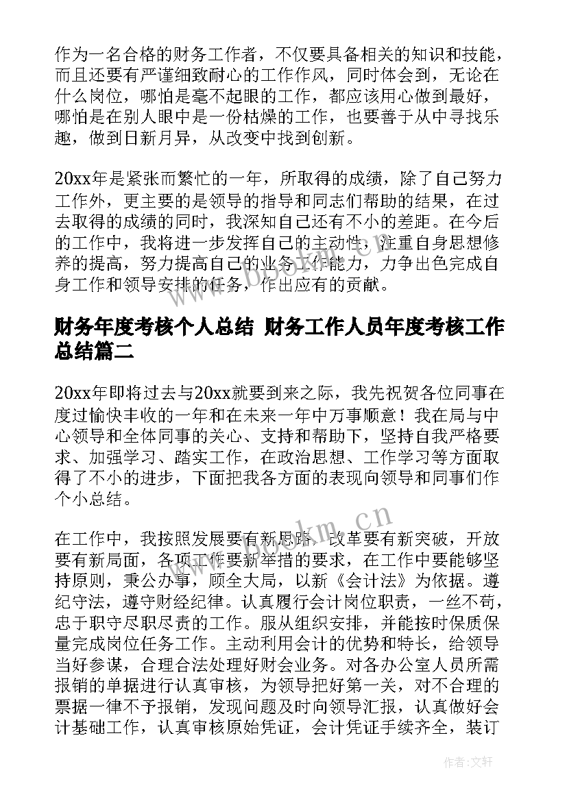 最新财务年度考核个人总结 财务工作人员年度考核工作总结(优秀7篇)