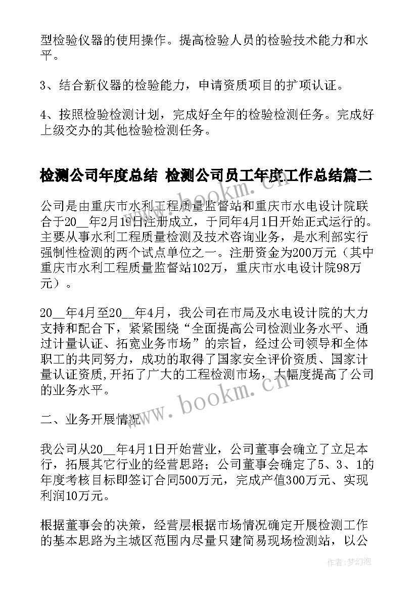 最新检测公司年度总结 检测公司员工年度工作总结(汇总5篇)