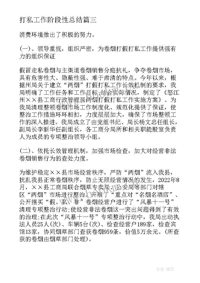 打私工作阶段性总结(大全5篇)