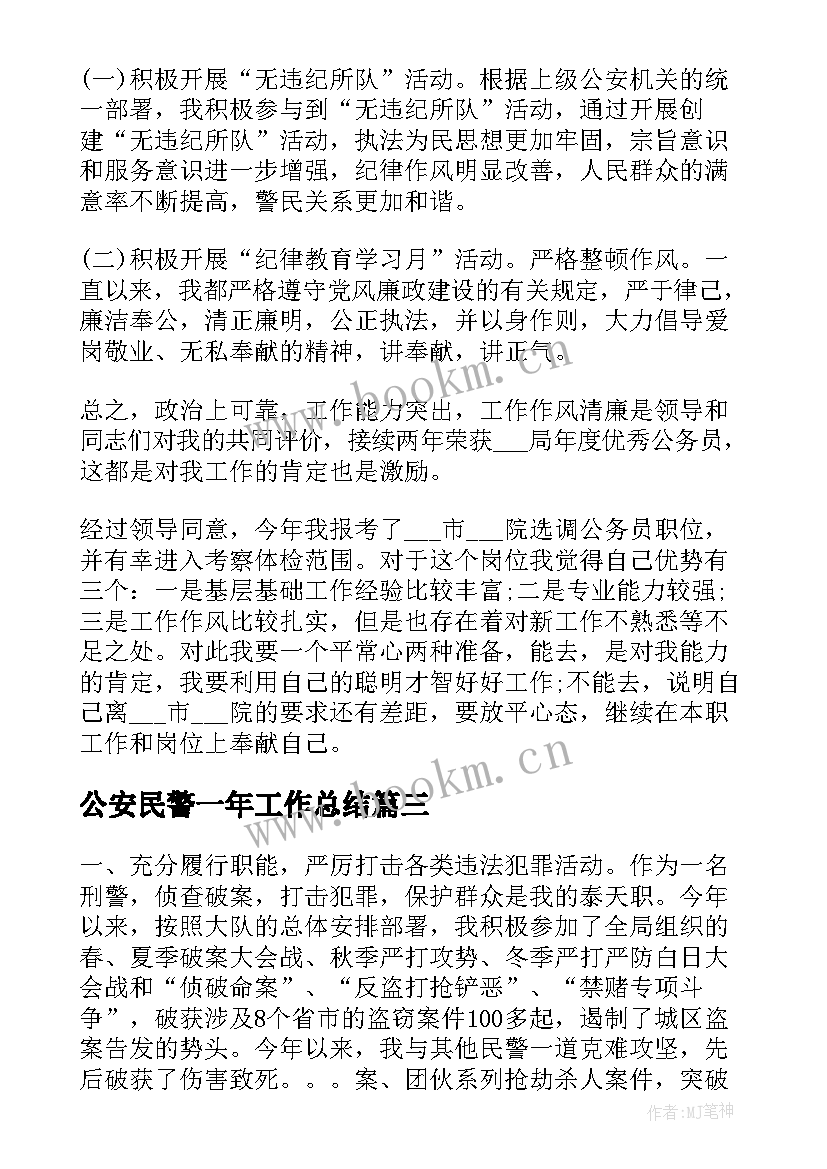 2023年公安民警一年工作总结(通用5篇)