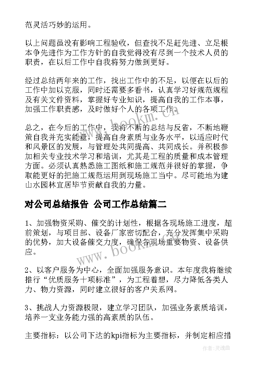 对公司总结报告 公司工作总结(通用9篇)