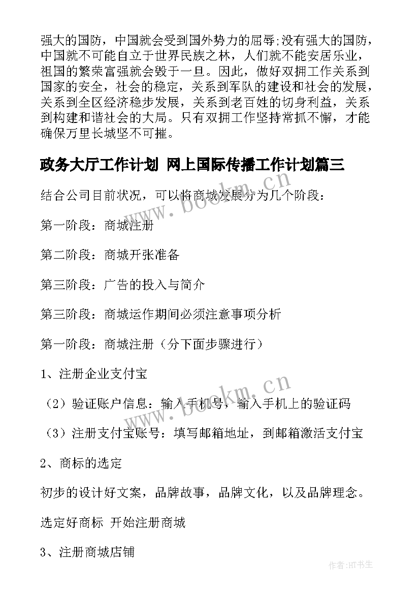 政务大厅工作计划 网上国际传播工作计划(实用5篇)