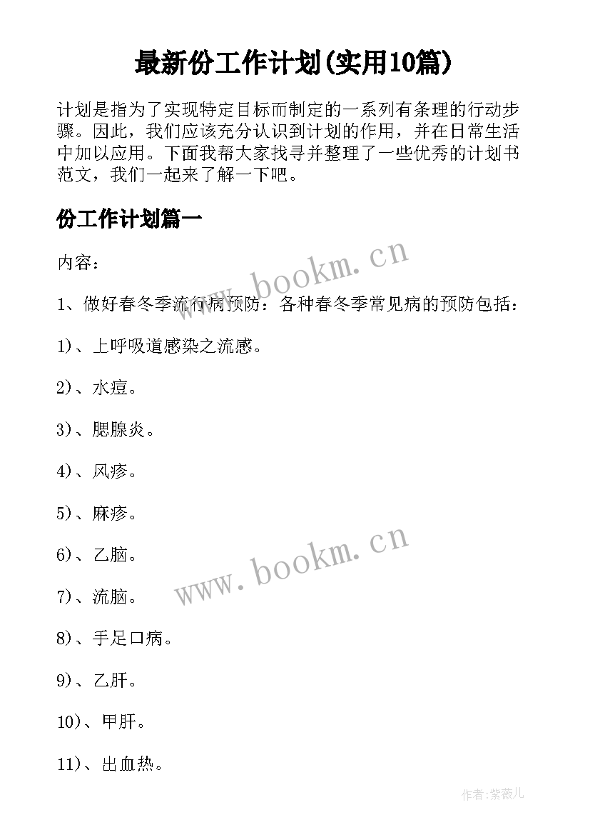 最新份工作计划(实用10篇)