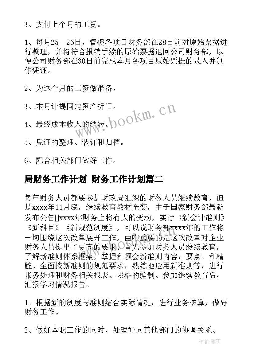 2023年局财务工作计划 财务工作计划(大全8篇)