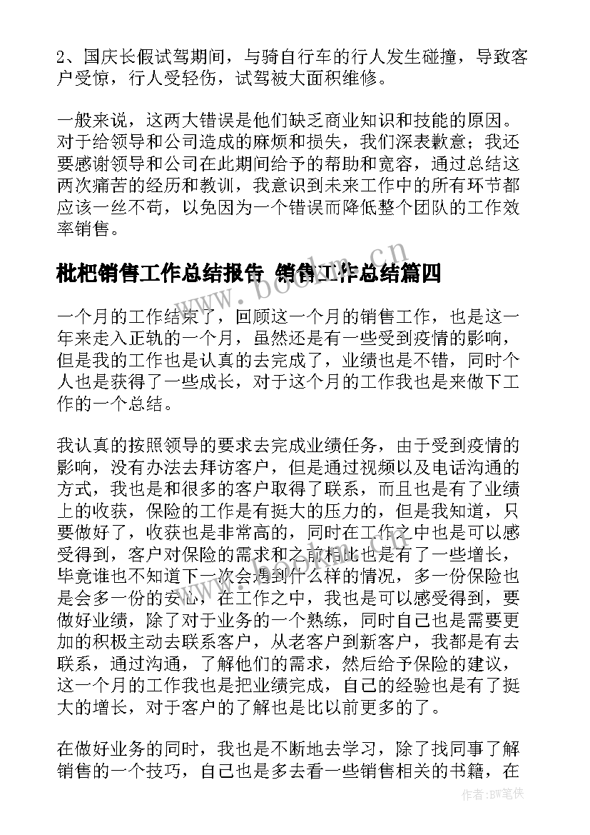 枇杷销售工作总结报告 销售工作总结(模板8篇)