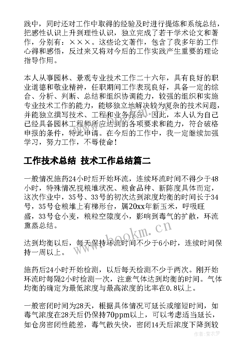 工作技术总结 技术工作总结(汇总10篇)