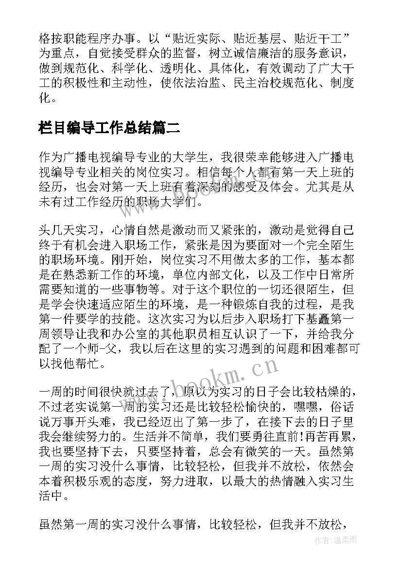 2023年栏目编导工作总结(精选5篇)