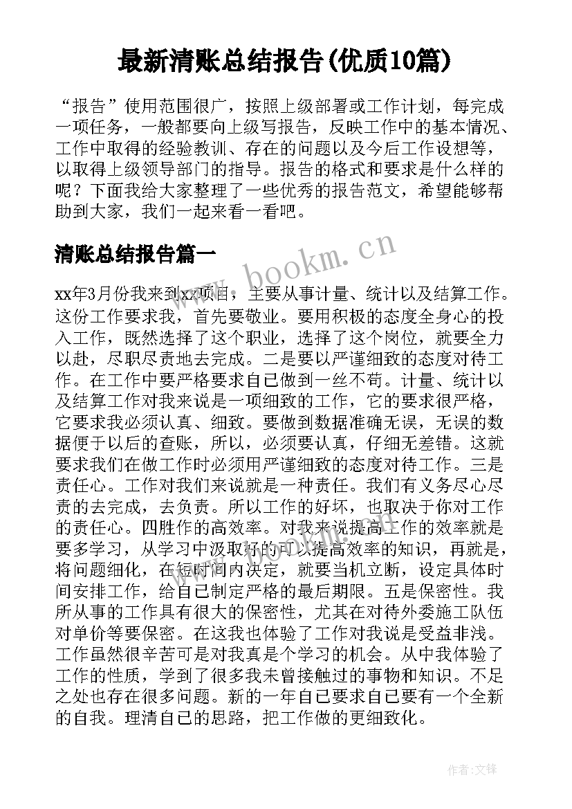 最新清账总结报告(优质10篇)