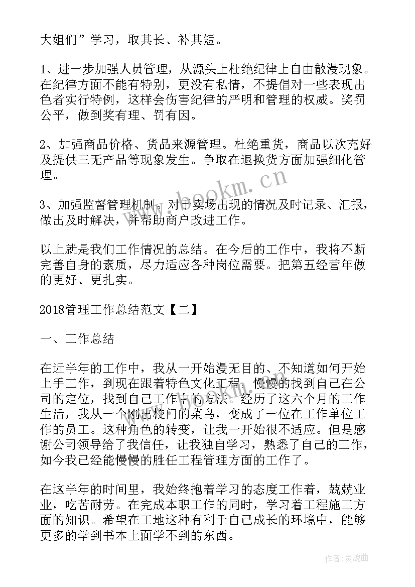 最新噪声管理工作总结 管理工作总结(优秀10篇)